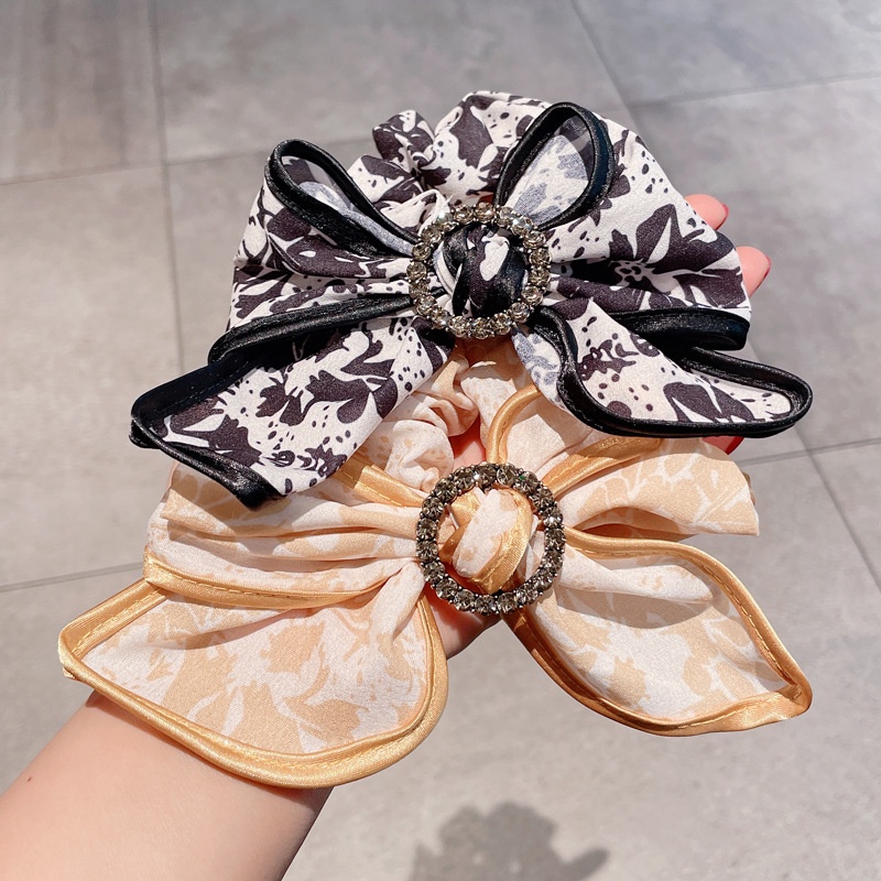 Dây Buộc Tóc Thắt Nơ Đính Đá Kim Cương Phong Cách Hàn Quốc Thanh Lịch Cho Nữ