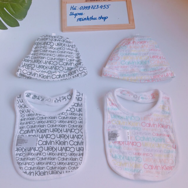 (Giá shock) Mũ và yếm CK nguyên mác sz 0-9m