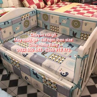 Combo quây và ga cho cũi 100*60. Vải cotton hàn