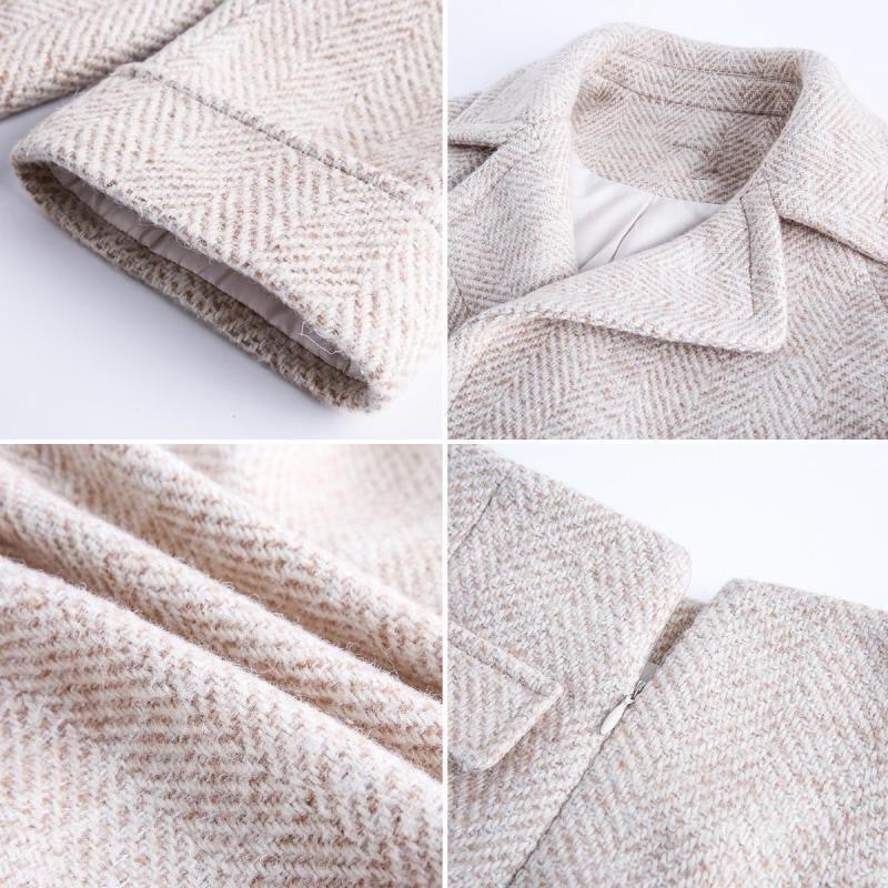 Set áo khoác dạ cổ vest mẫu mới nhất, set chân váy dạ + áo khoác dạ cổ vest hàng QCCC