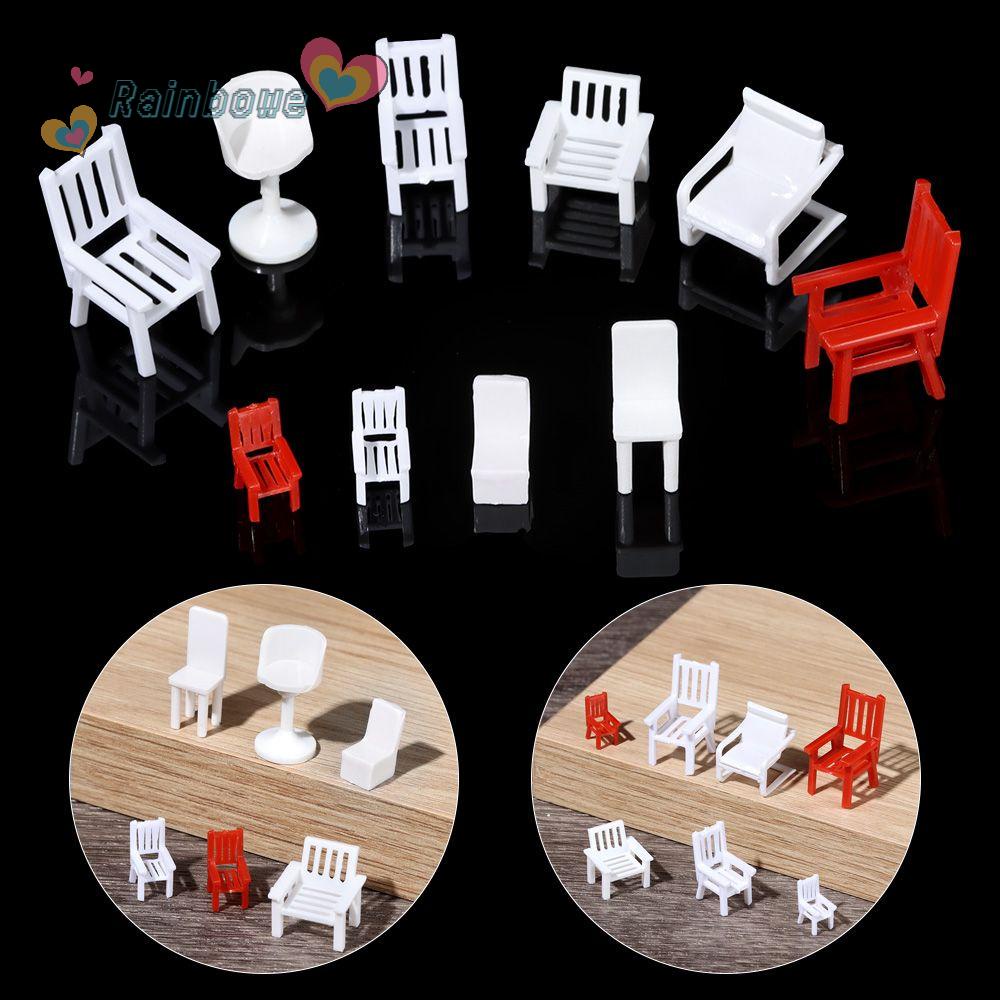 RAINBOW 10 Styles ABS Chairs Mini Simulation chair Chair Furniture Toys 1/12 Dollhouse Accessories Miniature High Quality Doll House Decoration
