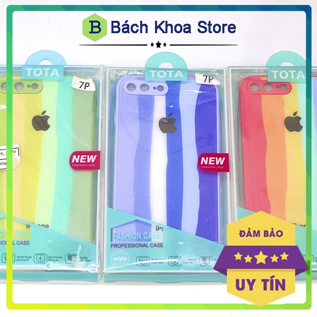 Ốp Iphone, ốp lưng kính viền xi tráng gương chống sốc, màu cầu vồng - iPhone 7 Plus