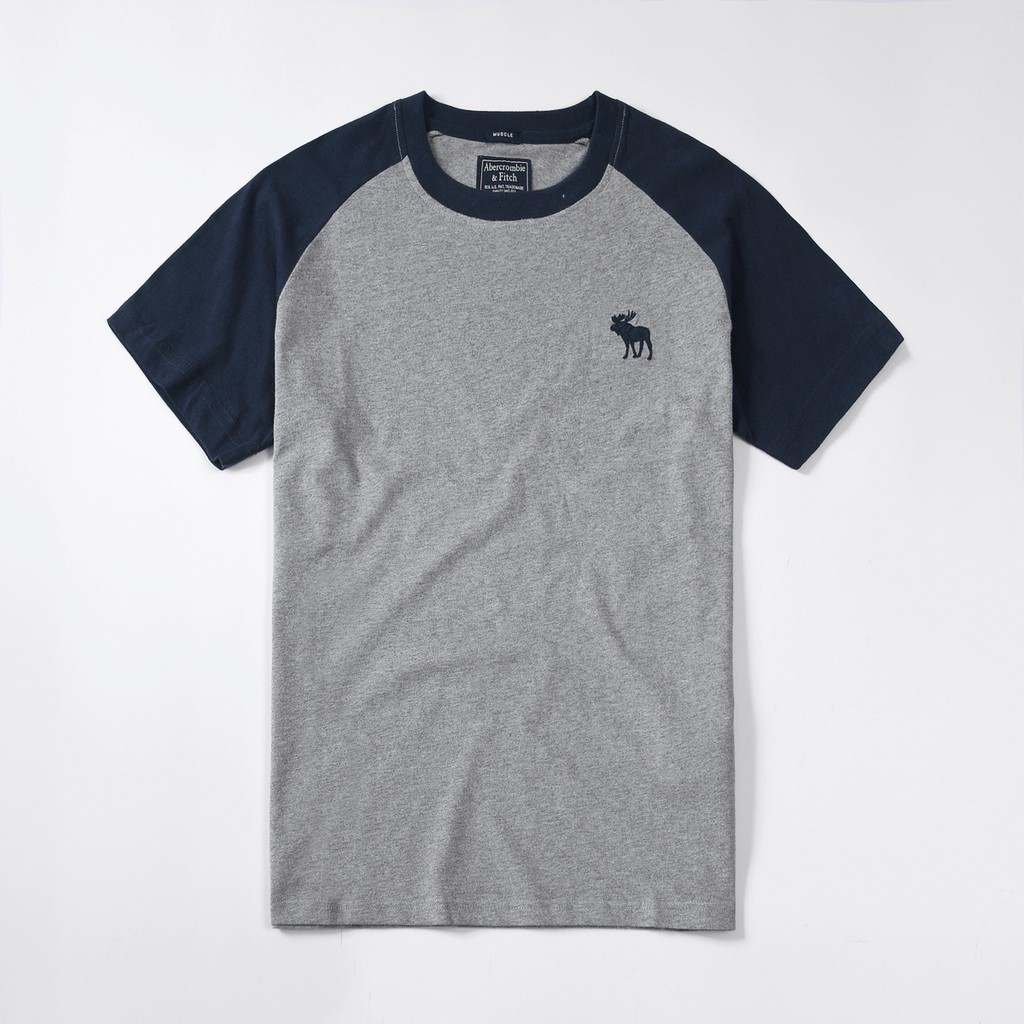 Áo thun phối tay Abercrombie Gray [ 100% cotton bông xịn]
