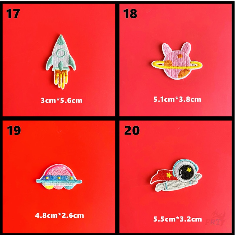 ✿ Miếng Dán Trang Trí Hình Phi Hành Gia Hoạt Hình ✿ 1 Sticker Ủi Thêu Hình Tên Lửa Và Hành Tinh