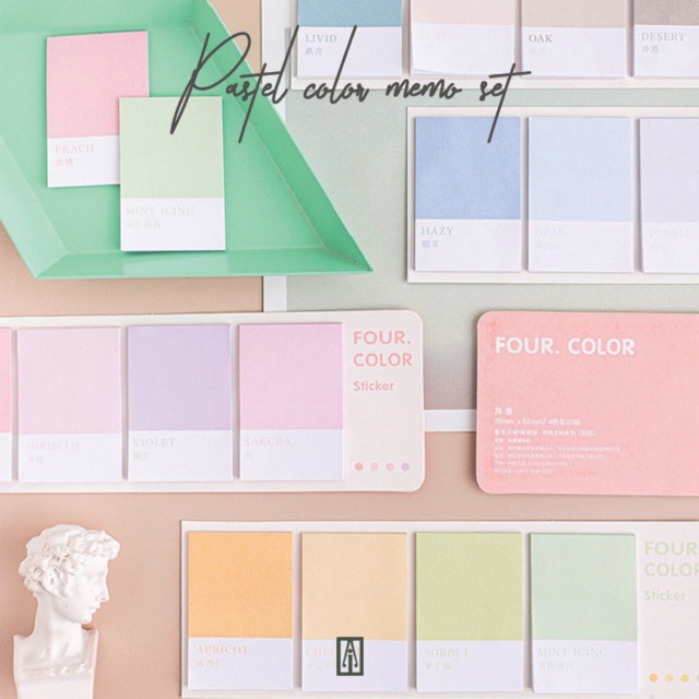 Set giấy ghi chú màu pastel - Pastel color memo set