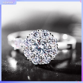 Nhẫn Kim Loại Đính Đá Zirconia Lấp Lánh Cho Nữ