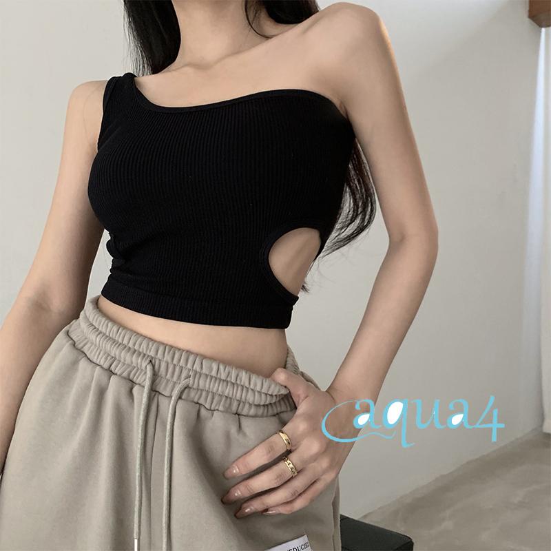Áo Croptop Sát Nách Thiết Kế Khoét Vai 4 Màu Sắc Lựa Chọn Thời Trang Mùa Hè Cho Nữ