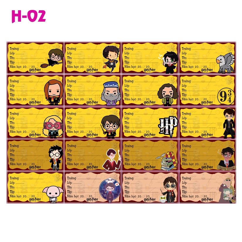 Nhãn vở Harry Potter xinh xinh dễ thương