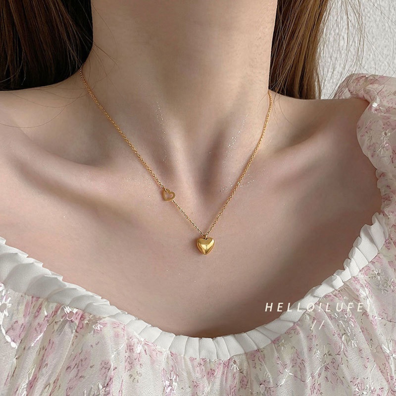 Vòng Cổ Mặt Hình Trái Tim Khắc Chữ Love You More Phong Cách Pháp Gợi Cảm Cho Nữ