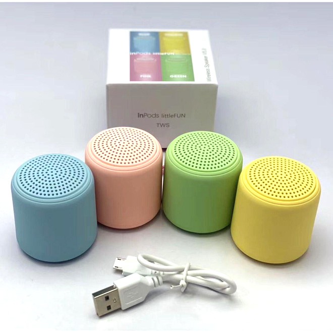 Loa bluetooth mini Inpods littleFUN TWS hỗ trợ kết nối cùng lúc 2 loa, thoại rãnh tay (màu ngẫu nhiên)