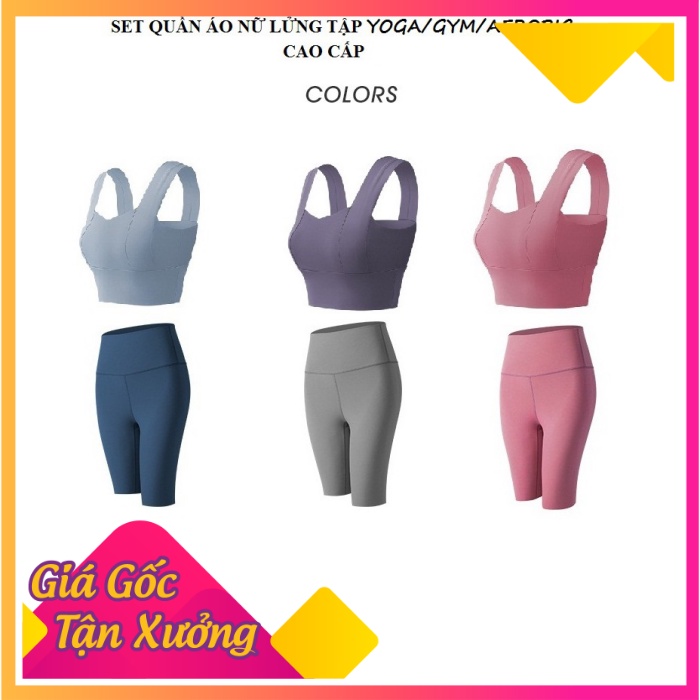 Set Đồ tập Gym, Yoga Quần lửng áo có sẵn đệm mút lót ngực tôn dáng cực đẹp