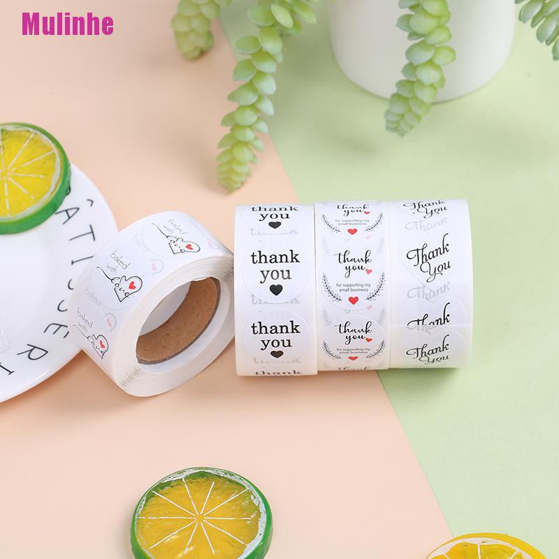 Cuộn 500 Nhãn Dán Niêm Phong Bao Bì Hình Tròn In Chữ THANK YOU Độc Đáo Tiện Dụng