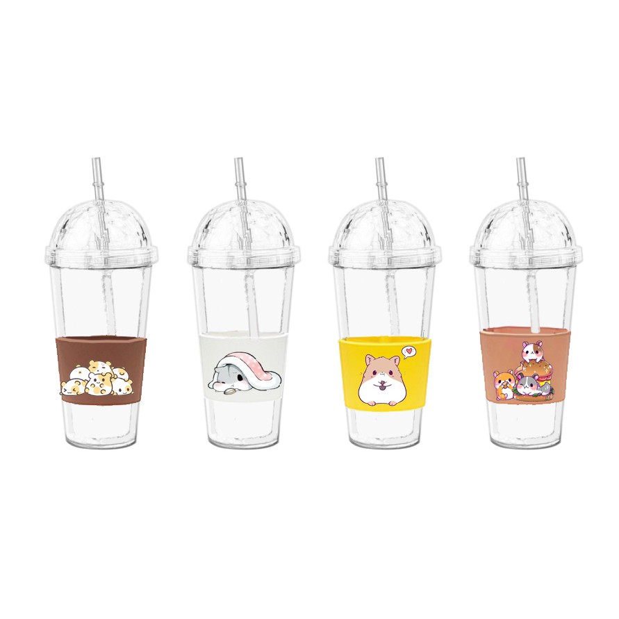 Cốc 2 lớp chuột hamster pheobe C2DI11 cốc giữ nhiệt ly 2 lớp pu cốc làm lạnh dễ thương 500ml