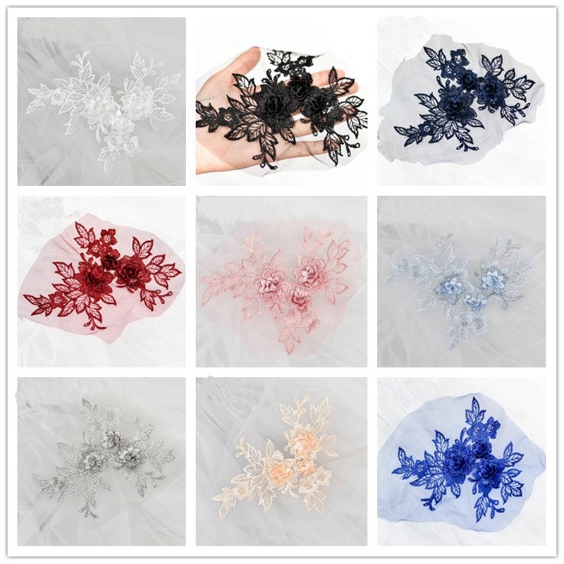 Miếng Vải Ren Thêu Hoa Trang Trí Váy Cưới Cho Bé Gái