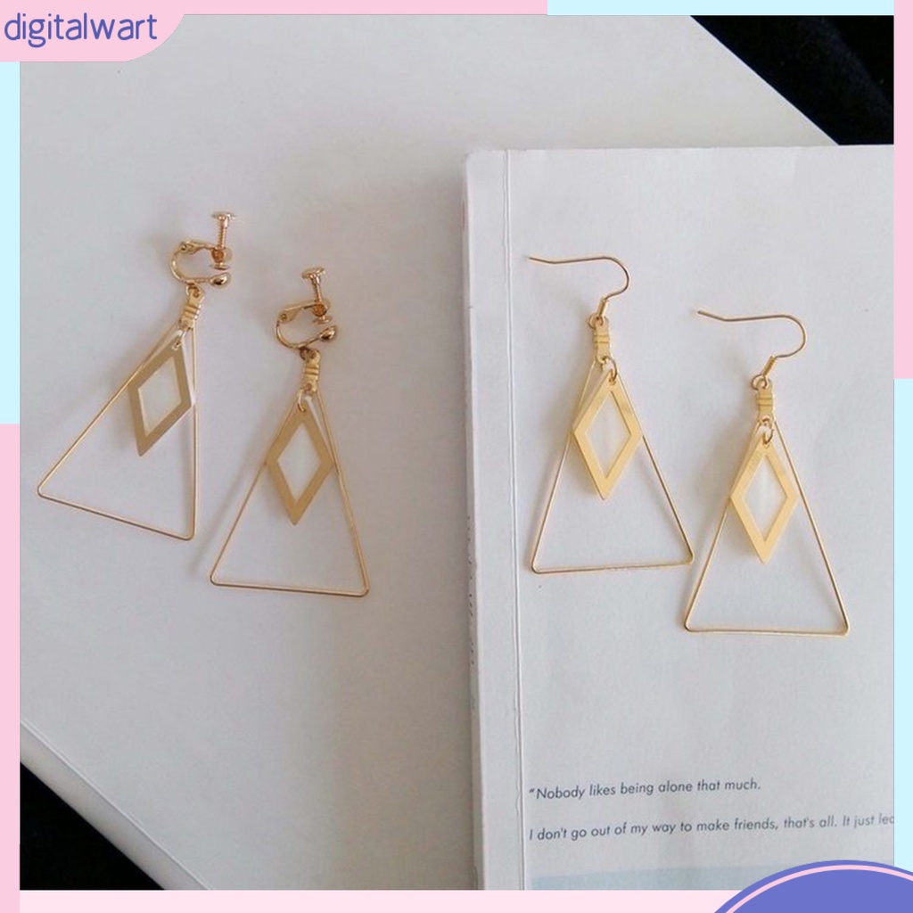 Đôi bông tai dáng dài hình tam giác đính đá độc đáo thời trang cho nữ