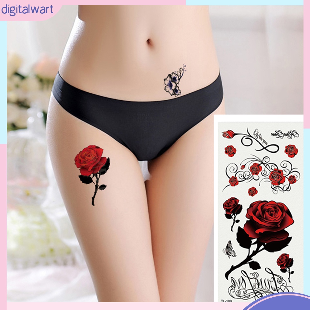 Set 2 tấm hình xăm dán họa tiết hoa quyến rũ chống nước cho nữ