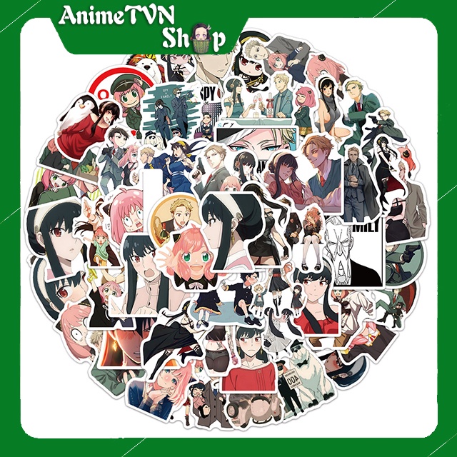 Miếng dán Sticker Anime Manga Spy x Family  trọn bộ 110 hình - In rõ ràng sắc nét khó tróc