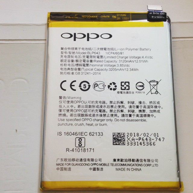 Pin xịn Oppo R11s  Zin Máy mới 100% - Bảo hành đổi mới