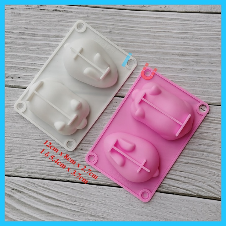 HCM - Khuôn silicon Thỏ trắng Heo ù, Chân mèo, Mèo nằm làm pudding phô mai, rau câu, nướng bánh