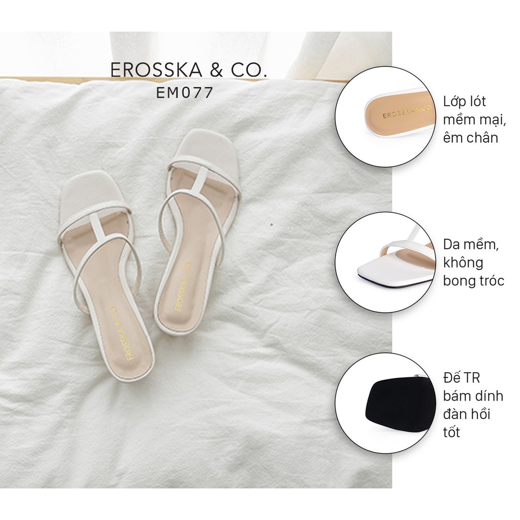 Dép cao gót Erosska mũi vuông phối dây quai mảnh cao 7cm màu trắng _ EM077