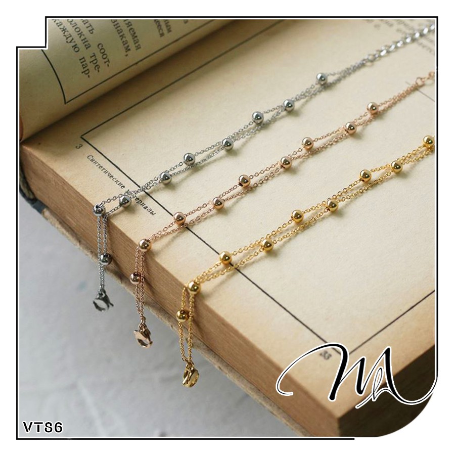 Lắc tay nữ Titan dây bi đôi đơn giản dễ thương - Măng’s House VT86