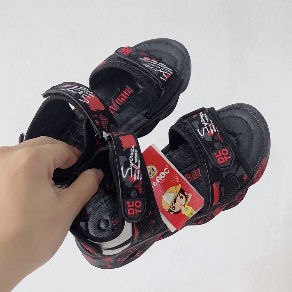 Sandal cho bé trai dép quai hậu cho bé êm đẹp màu đỏ đen A03
