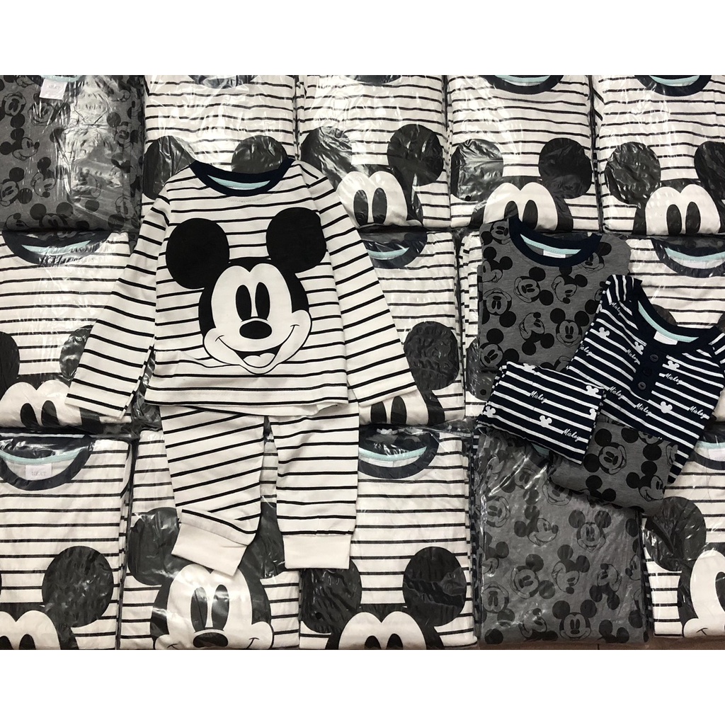 Đồ bộ dài tay thu đông cho bé trai - Set 3 bộ cotton dài tay Mickey Next cho bé trai size 2-8t