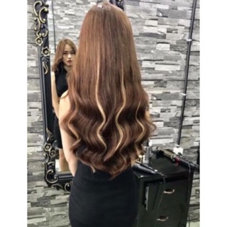 Tóc kẹp móc line vàng kim