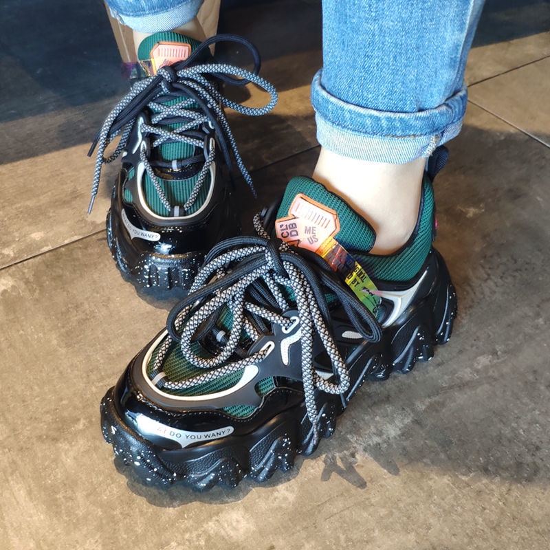 Giày Thể Thao Da Bóng Đế Dày Tăng Chiều Cao