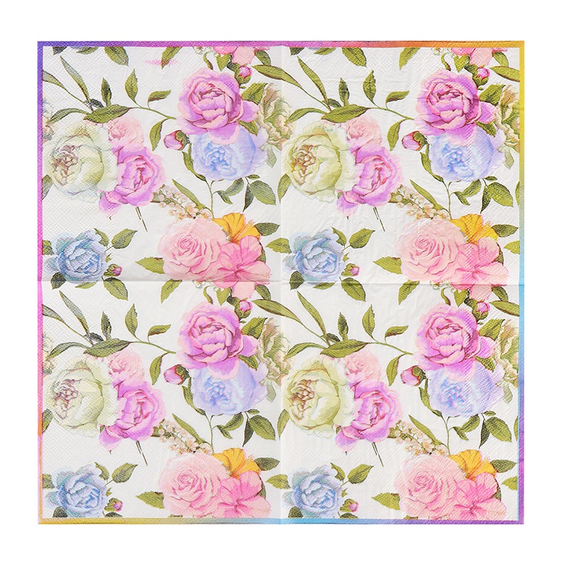 Bộ 20 Khăn Giấy In Hoa Nhiều Màu Trang Trí Tiệc &amp; Tiệc Cưới