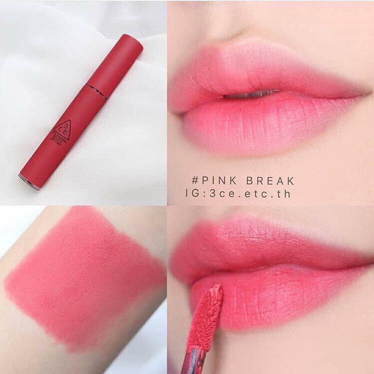 Son 3CE Velvet Lip Tint màu #Pink Break hồng đào