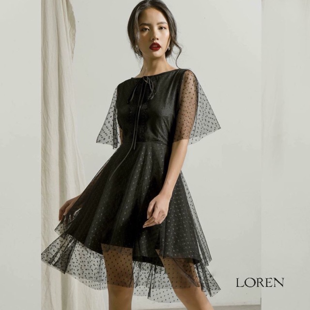 (Nhập mã NTAM219 để được giảm còn 219k + FS) LOREN - ĐẦM TAY PHỒNG PHỐI LƯỚI CHẤM BI - ẢNH THẬT