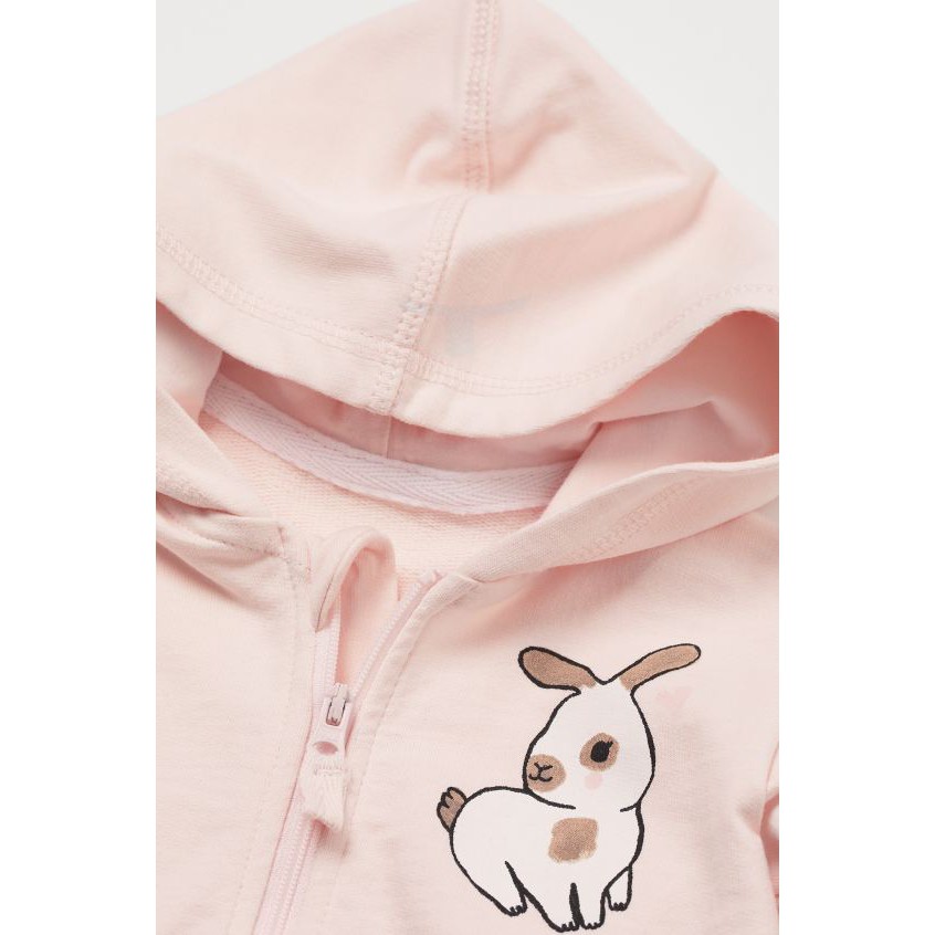 Áo khoác hoodie hồng thỏ HM H&amp;M sz 6m-4y_hàng chính hãng Mỹ
