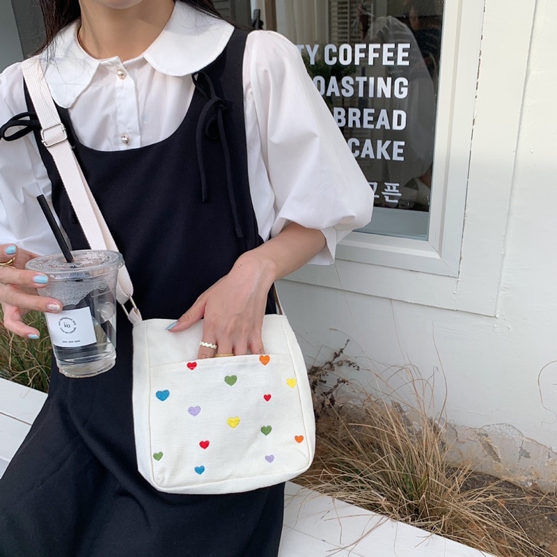 Túi đeo chéo size nhỏ thêu (hình thật, có sẵn)