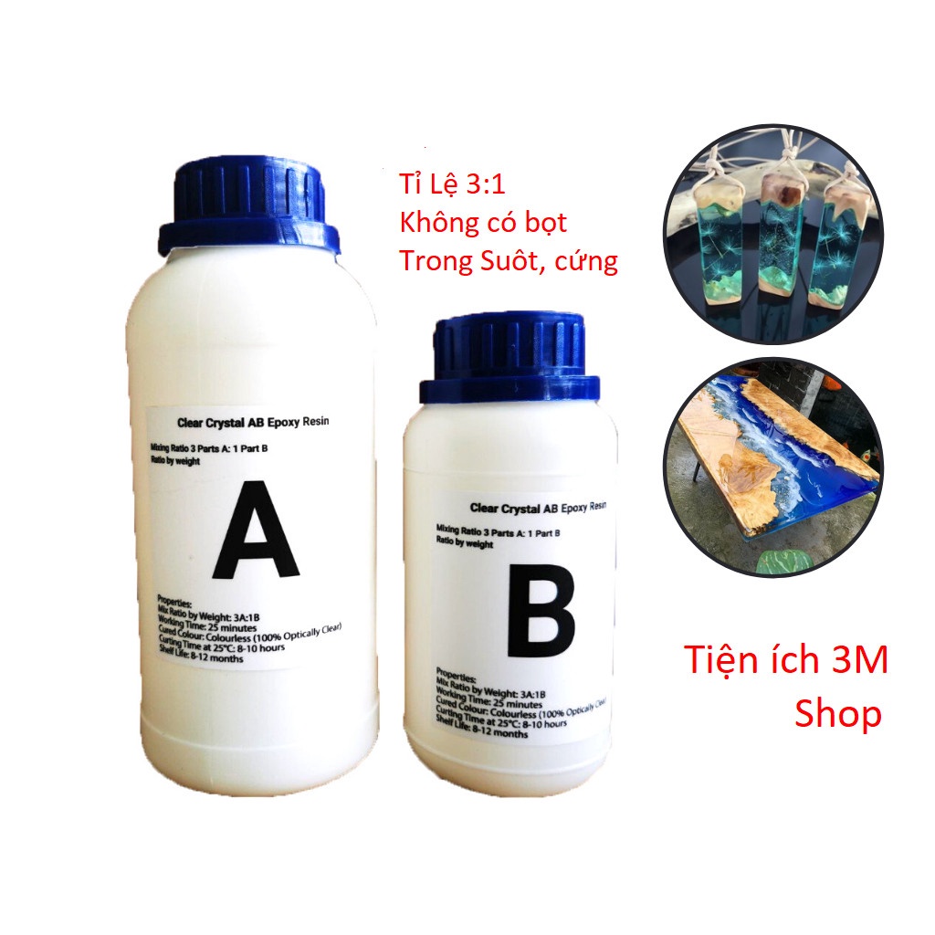 Keo EpoXy Resin Hàn Quốc Trong Suốt 3:1,Làm handmade Đổ Bàn Tranh 3D,Trang Trí Mỹ Thuật