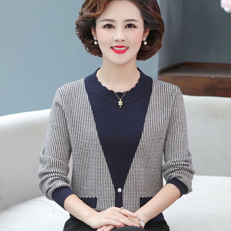 Các bà mẹ trung niên mặc áo len dệt kim kiểu nước ngoài, mùa xuân, thu và đông áo len mỏng dày mới của phụ nữ trung niên | BigBuy360 - bigbuy360.vn