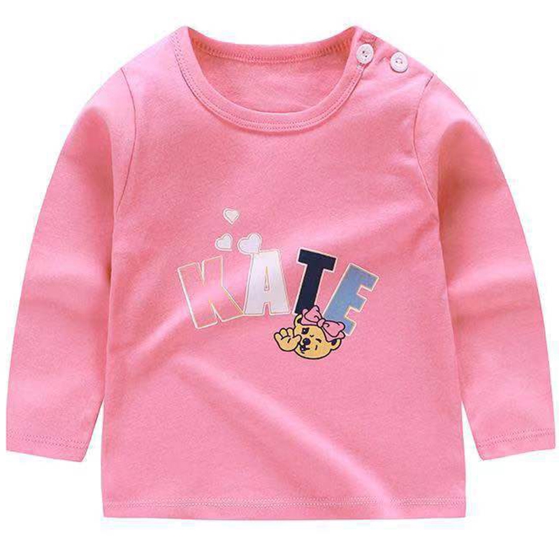 Áo cotton tay dài cổ tròn in hoạt hình cho trẻ