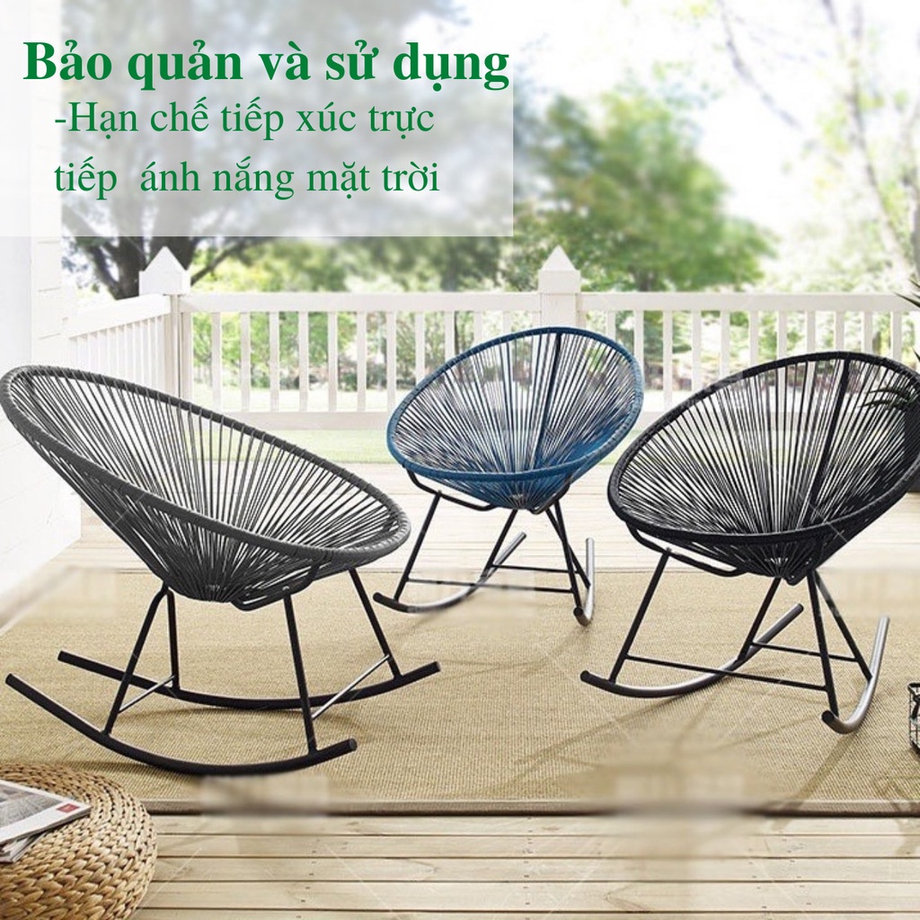 Ghế lười bập bênh thư giãn dây văng Acapulco giả mây lõi thép trang trí ban công phòng khách decor sân vườn  / HealHomes