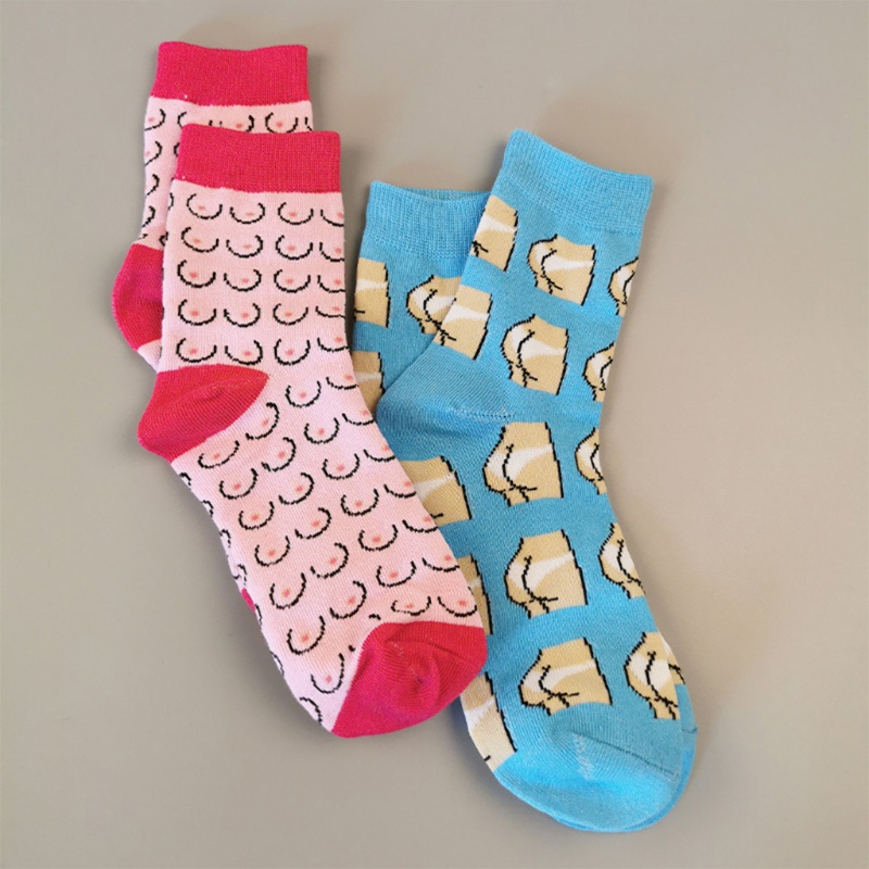 Youyo Đôi Vớ In Hình Mông Ngực Hoạt Hình Vui Nhộn Nhiều Màu Sắc Co Giãn Dành Cho Người Lớn Unisex