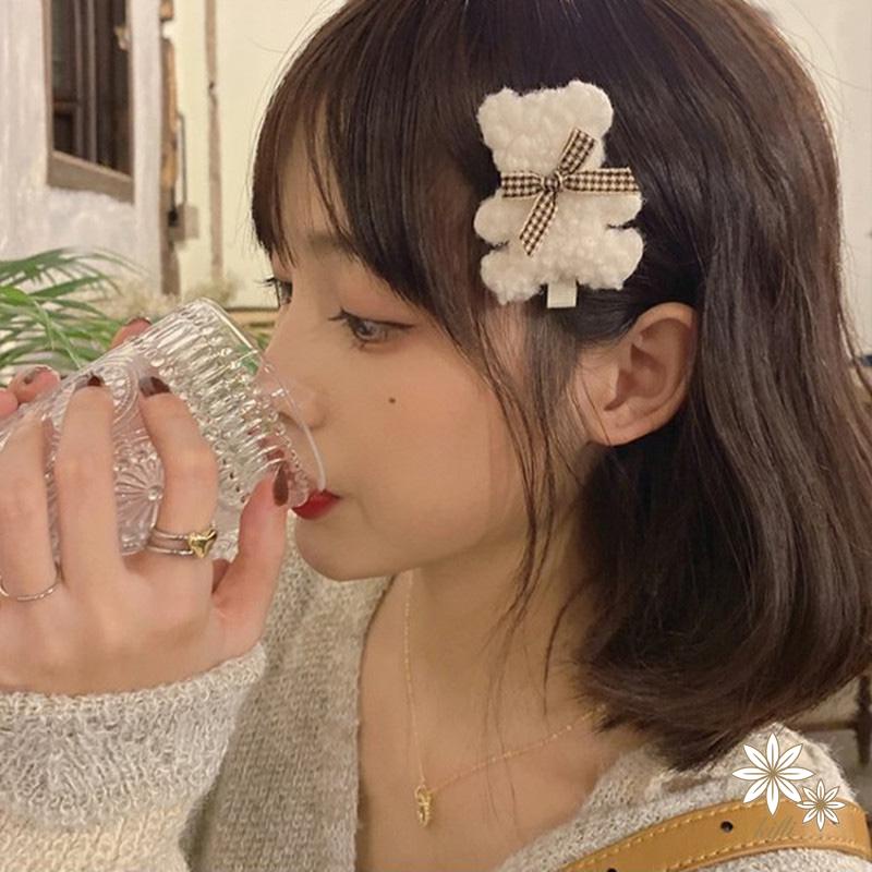 Kẹp Tóc Đính Gấu Bông Hoạt Hình Dễ Thương Thời Trang Mùa Thu Cho Bé Gái