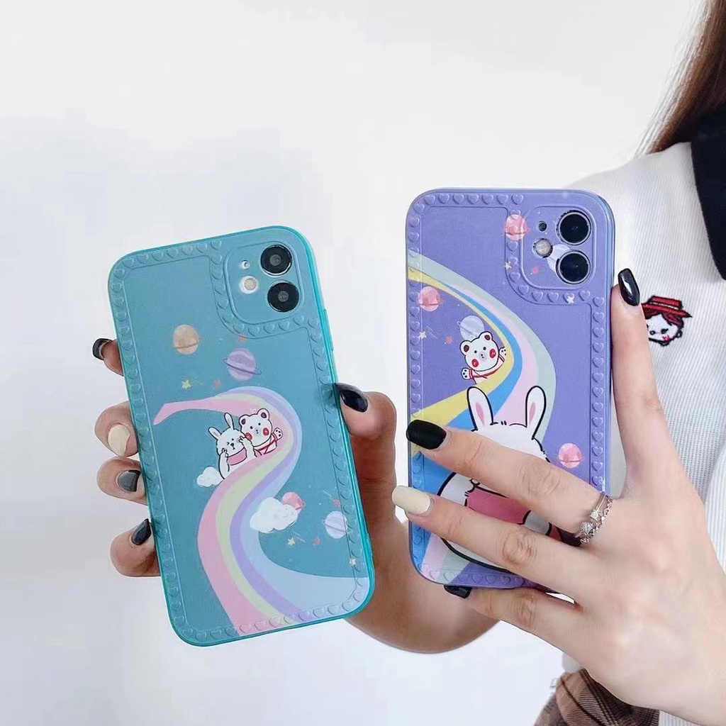 【Ready Stock】 IPhone 12 11 Pro Max SE 2020 12MIni XR X Xs Max 7 8 6 6s Plus Tide Brand Cute Bunny Couple Mobile Phone Case Soft Silicone Protective Cover