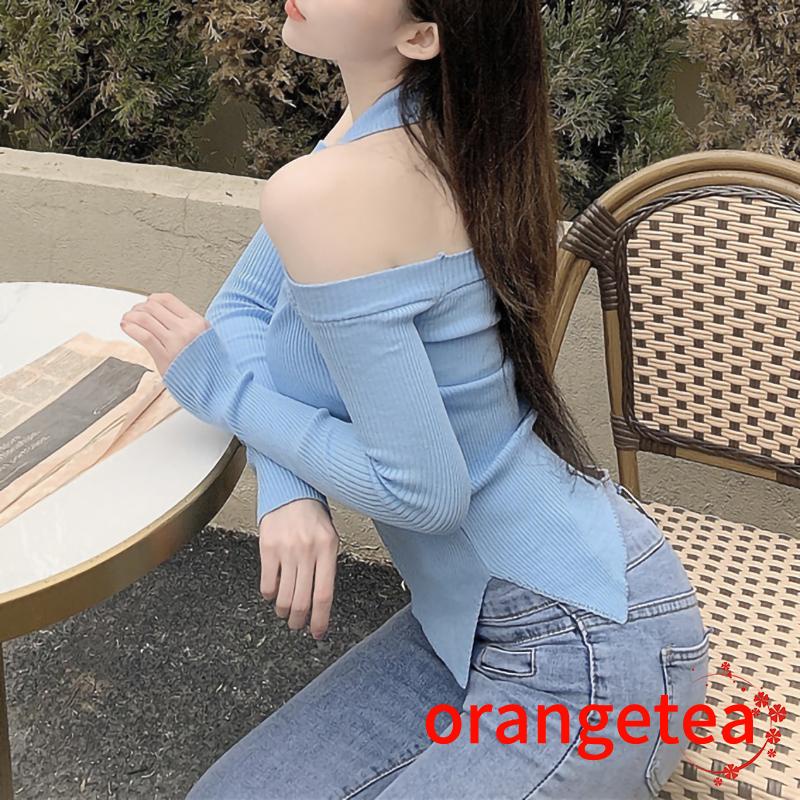 Áo Len Nữ Tay Dài Trễ Vai Màu Sắc Thời Trang Quyến Rũ
