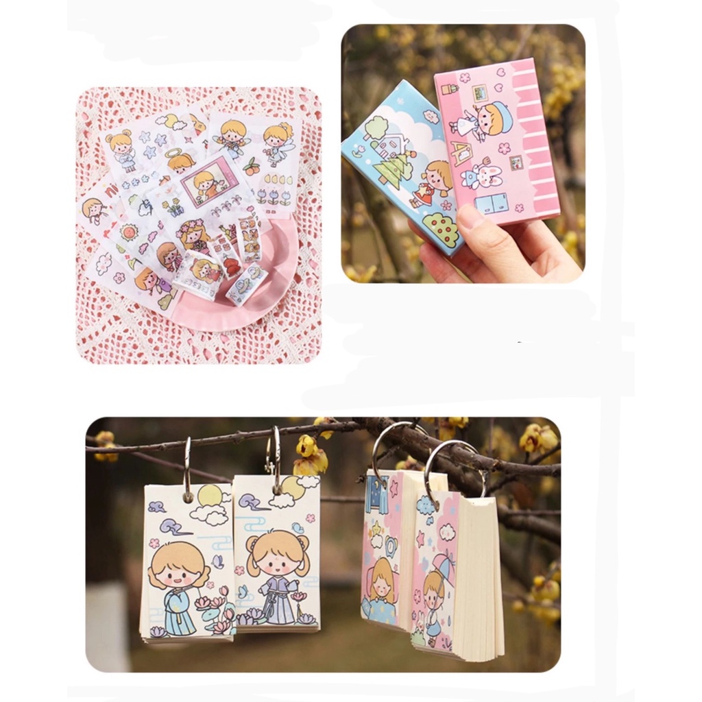 Sổ Tay Washi Tape Sticker Cute Hộp Quà Tặng Combo Dụng Cụ Dán Bullet J