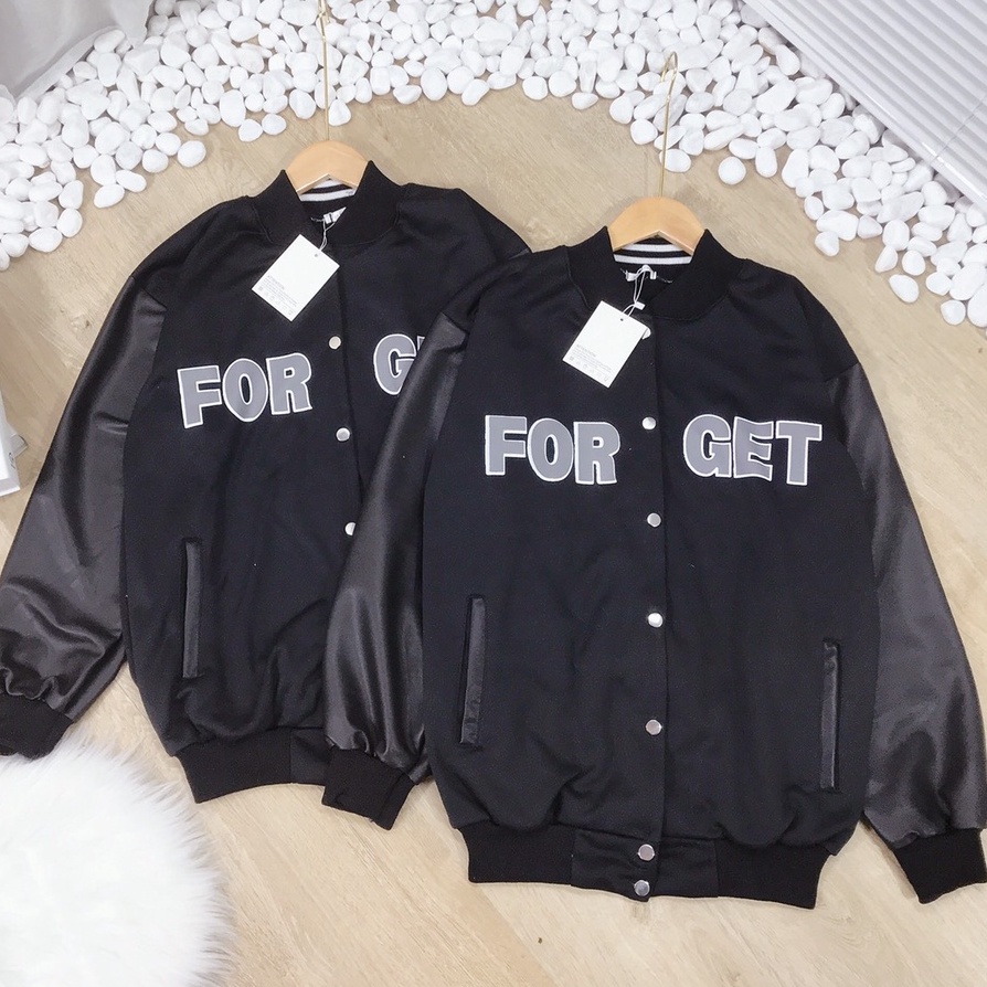 Áo Khoác Phối Tay Da, Áo Bomber Unisex FOR GET 2023