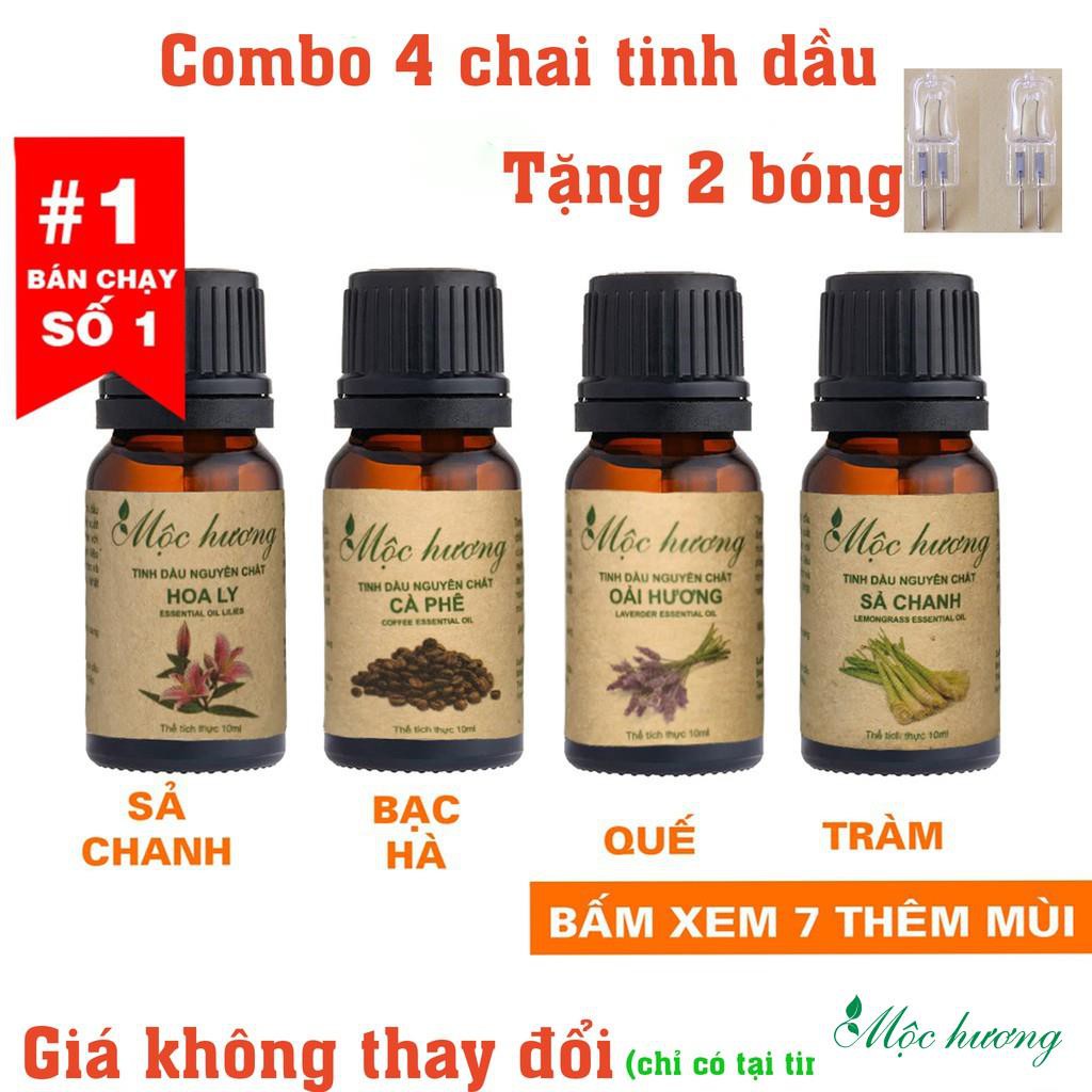 Combo 4 chai tinh dầu Mộc Hương nguyên chất có kiểm định (tặng 2 bóng đèn miễn phí)