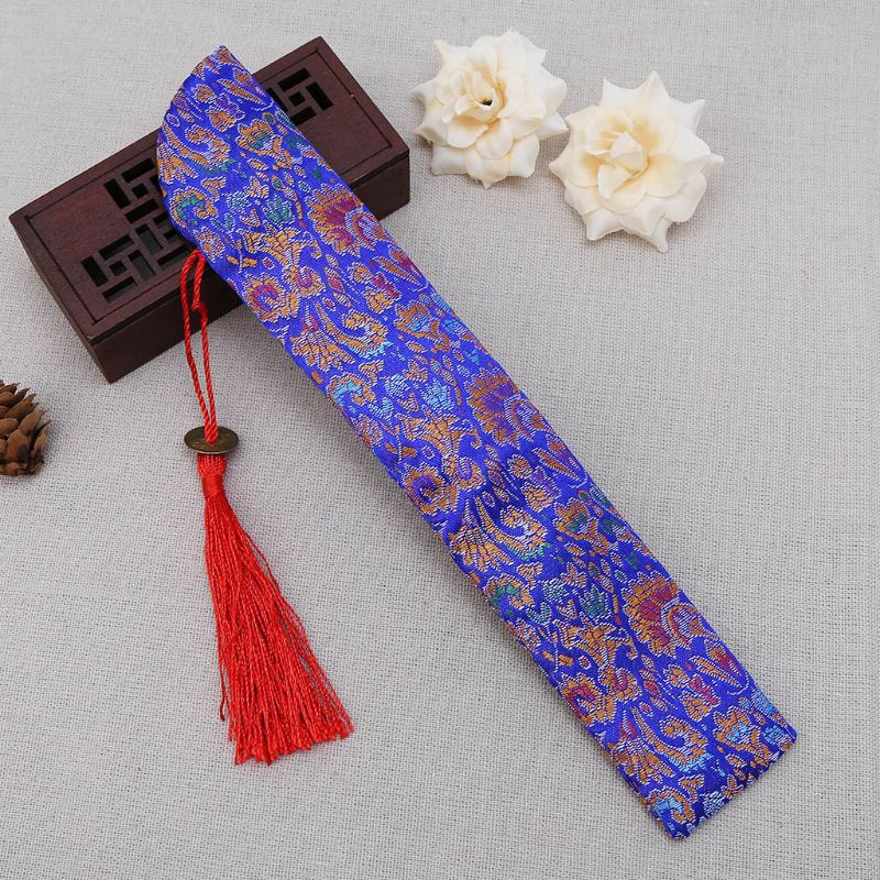 SEL♡♡ Silk Folding Chinese Hand Fan Bag With Tassel Dustproof Holder Protector Pouch Case Cover Retro Style