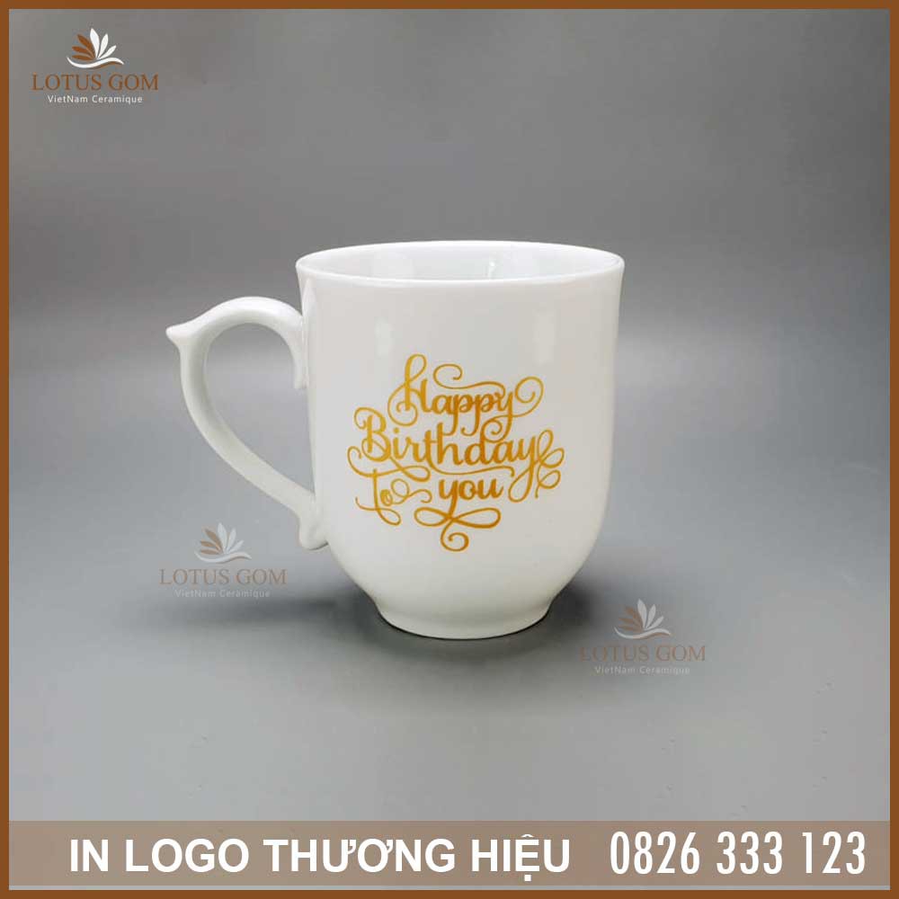 Cốc Sứ Trắng Đẹp Có Nắp Bát Tràng