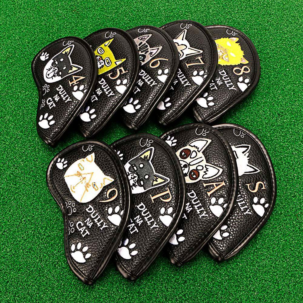 QUINTON 9pcs/set Head Cover Wedge cover Golf Headcovers Golf Iron Headcover With Number Design Embroidery Golf Training Equipment Durable Golf Putter Accessories Golf Putter Golf Club Cover/Multicolor