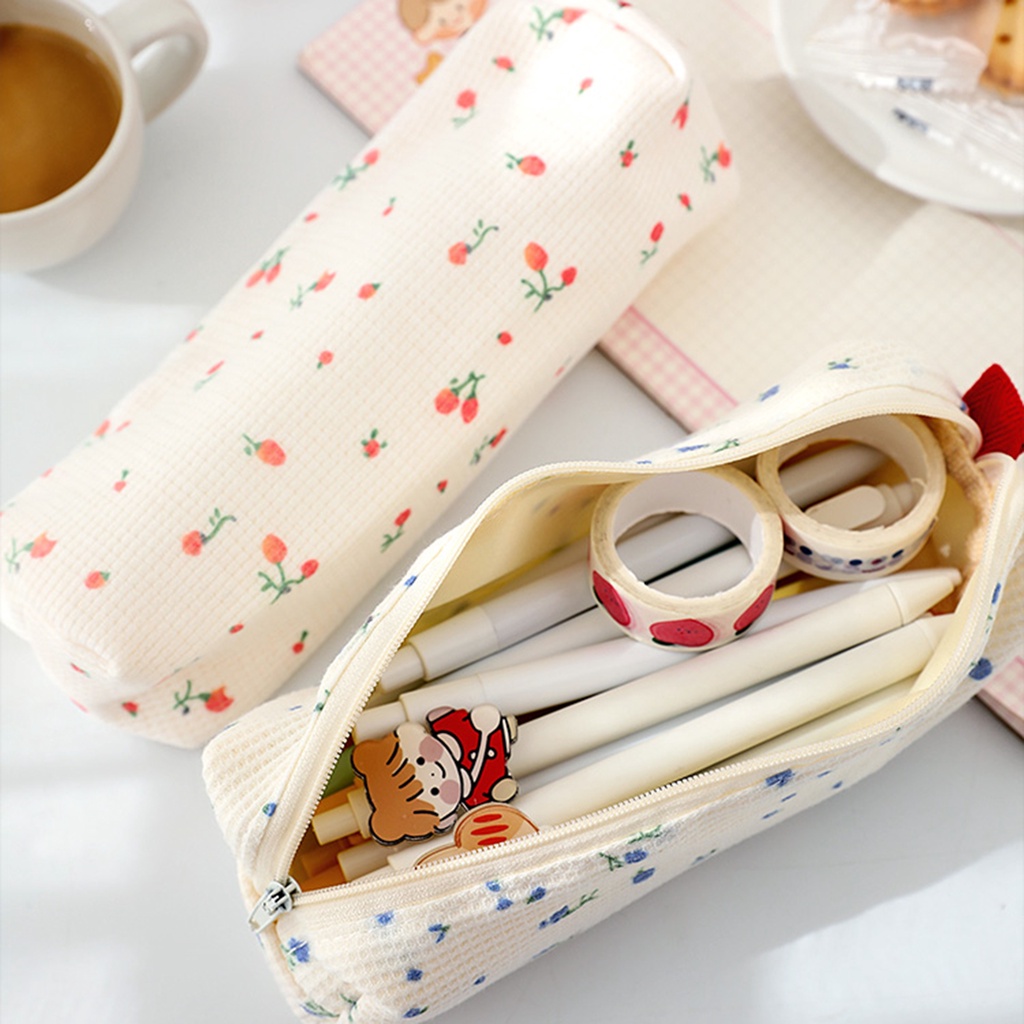 Hộp bút in hoa đơn giản dễ thương, túi đựng bút học sinh, hộp đựng văn phòng phẩm,Hộp bút vải