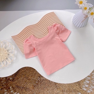 Áo tay phồng cổ tròn basic cho bé